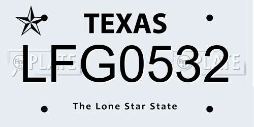 LFG0532 Texas License Plate