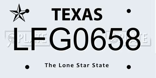 LFG0658 Texas License Plate