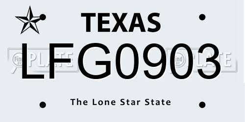 LFG0903 Texas License Plate