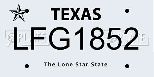 LFG1852 Texas License Plate