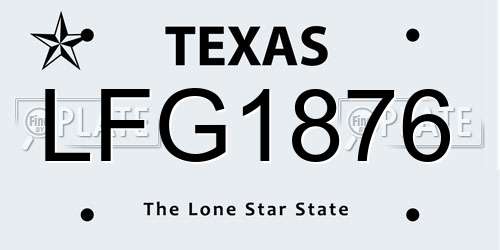 LFG1876 Texas License Plate