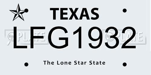 LFG1932 Texas License Plate