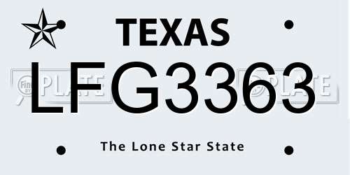 LFG3363 Texas License Plate