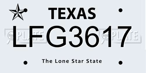 LFG3617 Texas License Plate
