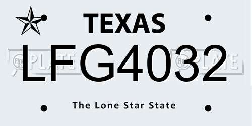 LFG4032 Texas License Plate