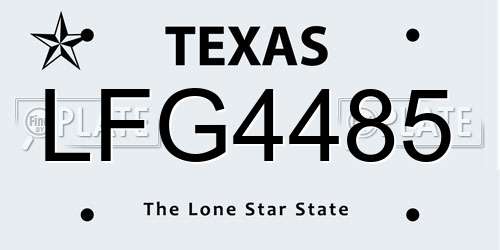 LFG4485 Texas License Plate