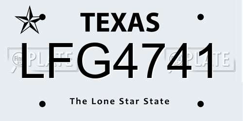 LFG4741 Texas License Plate