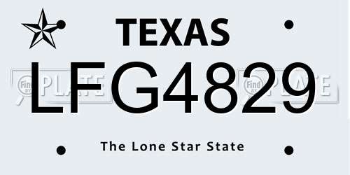 LFG4829 Texas License Plate