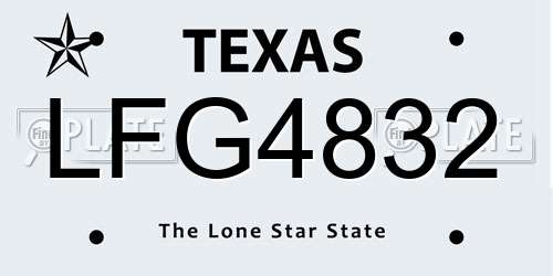 LFG4832 Texas License Plate