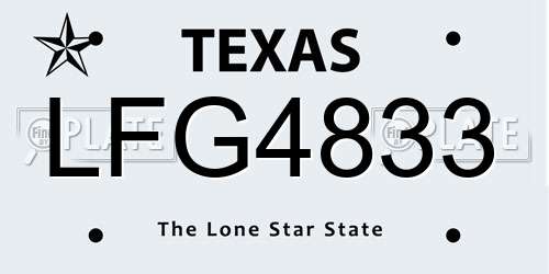 LFG4833 Texas License Plate