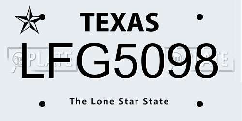 LFG5098 Texas License Plate