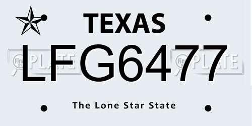 LFG6477 Texas License Plate