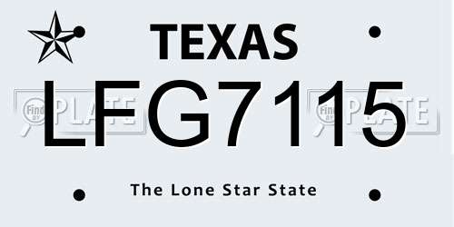 LFG7115 Texas License Plate