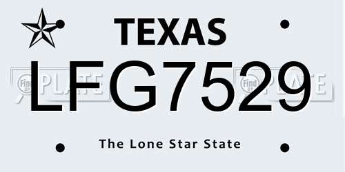 LFG7529 Texas License Plate