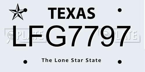 LFG7797 Texas License Plate