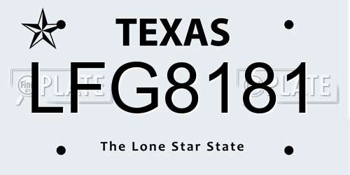 LFG8181 Texas License Plate