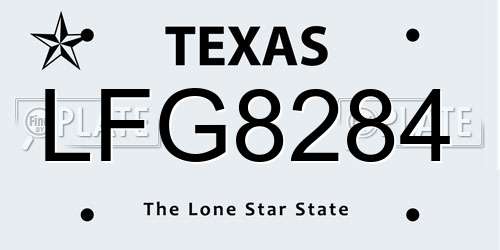 LFG8284 Texas License Plate