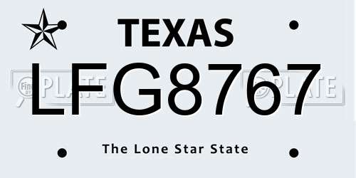 LFG8767 Texas License Plate