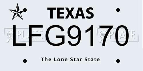 LFG9170 Texas License Plate