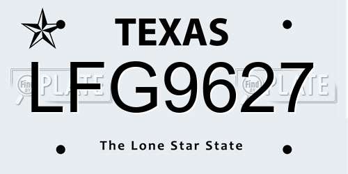 LFG9627 Texas License Plate