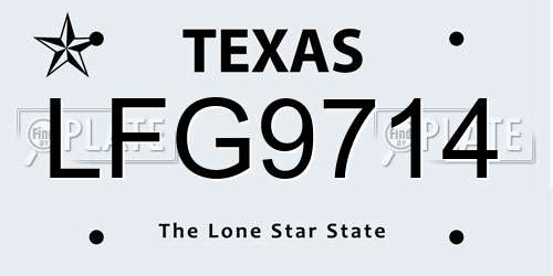 LFG9714 Texas License Plate
