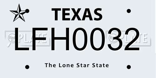 LFH0032 Texas License Plate