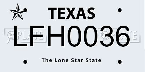 LFH0036 Texas License Plate