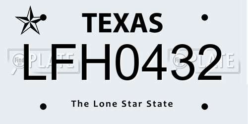 LFH0432 Texas License Plate