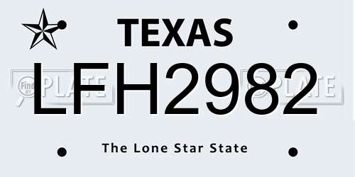 LFH2982 Texas License Plate