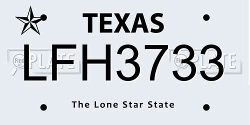 LFH3733 Texas License Plate