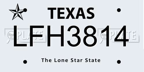 LFH3814 Texas License Plate