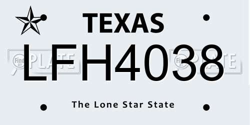 LFH4038 Texas License Plate