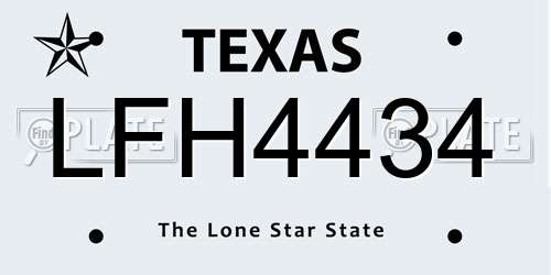 LFH4434 Texas License Plate