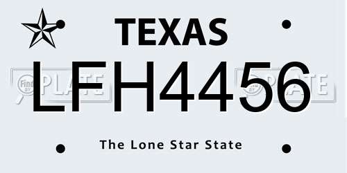 LFH4456 Texas License Plate