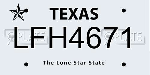 LFH4671 Texas License Plate