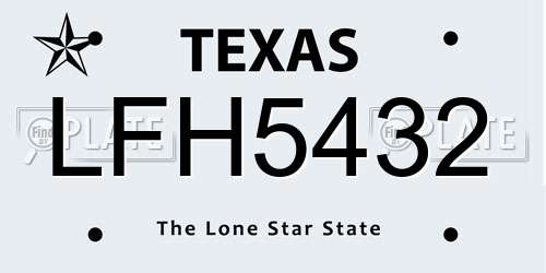 LFH5432 Texas License Plate