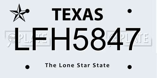 LFH5847 Texas License Plate