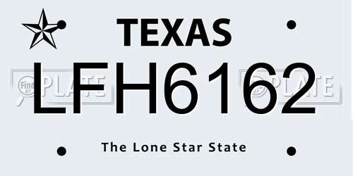 LFH6162 Texas License Plate
