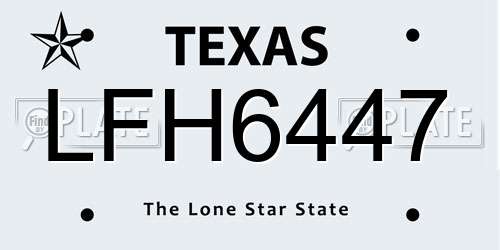 LFH6447 Texas License Plate