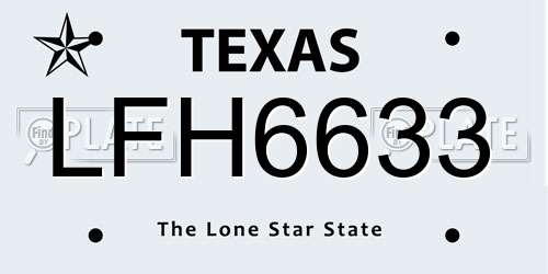 LFH6633 Texas License Plate