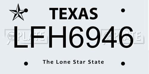 LFH6946 Texas License Plate