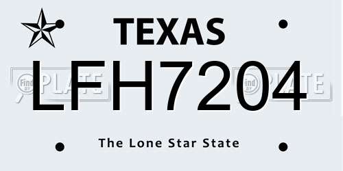 LFH7204 Texas License Plate