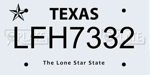LFH7332 Texas License Plate