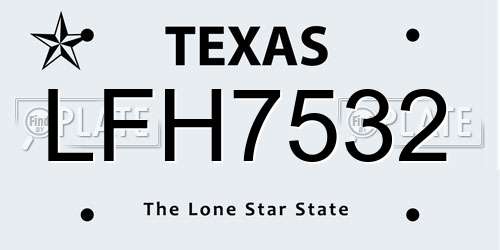 LFH7532 Texas License Plate