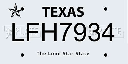 LFH7934 Texas License Plate