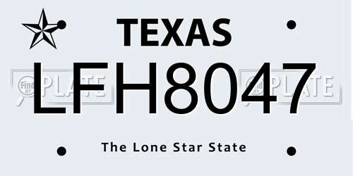 LFH8047 Texas License Plate
