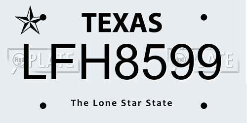 LFH8599 Texas License Plate