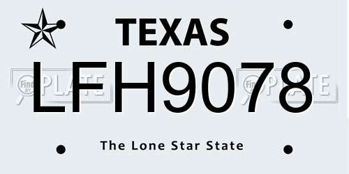 LFH9078 Texas License Plate
