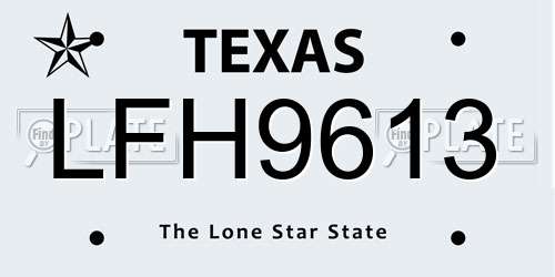 LFH9613 Texas License Plate