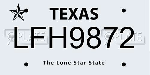 LFH9872 Texas License Plate
